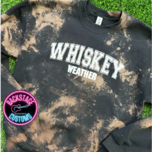 Backstage Customs Tops - Whiskey Weather Puff Print Crewneck Sweatshirt
